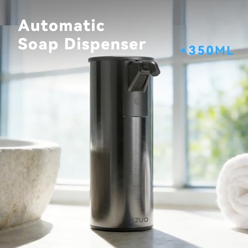 Image of Automatic Soap Dispenser Touchless 11.8oz /350ml Four-Level Adjustable Dispenser Volume，Stainless Steel Material,Battery Powered for Wide Compatibility in Kitchen, Bathroom, Hotel & Office(Black)