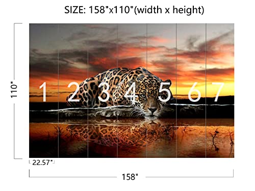 Clouar - Animal Leopard 3D Wallpaper Mural 158" X 110"(Not Self-Adhesive) #TOP4