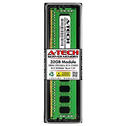 Image of A-Tech 32GB DDR4 2933MHz PC4-23400 ECC RDIMM 1Rx4 Single Rank 1.2V ECC Registered DIMM 288-Pin Server & Workstation RAM Memory Upgrade Module (A-Tech Enterprise Series)