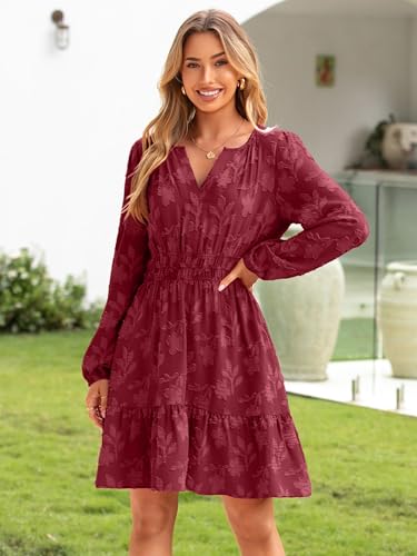 Image of BerryGo Womens Long Sleeve Mini Dress Casual A Line Flowy Loose Vacation Party Babydoll Fall Short Dresses with Pocket