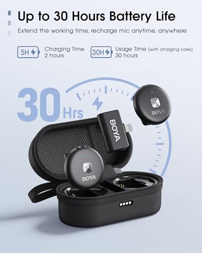 Image of BOYA Omic Button Shape Wireless Microphone with Charging Case (Matt-Black)