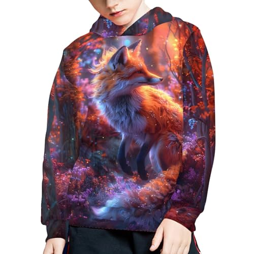 Boys Girls 3D Wolf Print Casual Hooded Sweatshirts Tops Blouse Pullover Hoodies4