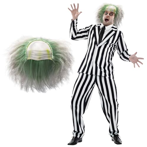 Fun Shack Black And White Stripe Suit Wig Costume Men M