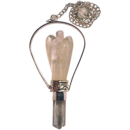 Pendule d'ange avec cristal de roche, pointe œil de tigre, améthyste, etc. (cristal de roge)