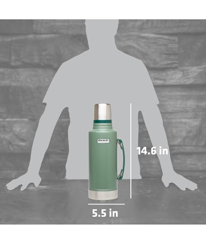 Image of Stanley Heritage Classic Vacuum Bottle with Handle 2.0 qt | Wide Mouth with Leakproof Cup Lid | Keep Drinks Hot Cold for Travel-| Insulated Stainless Steel -| BPA-Free-| Hammertone Green,(Pack of 4)