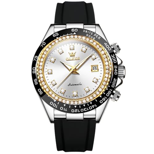 Image of OLEVS Men's Watches Chronograph Multifunction Sport Silicone Luxury Diamond Moon Phase Male Watch Waterproof
