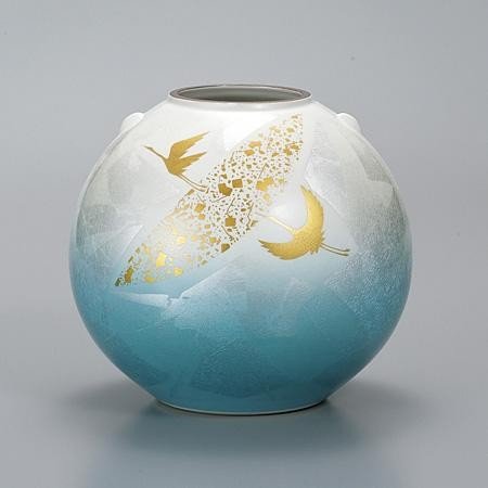 九谷焼 花瓶 豪華絢爛 伝統工芸品 九谷焼 花瓶 本金牡丹鳥 錦泉作 GIFT対応可