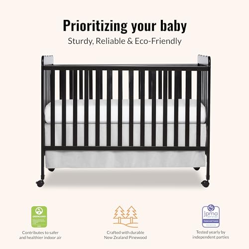 Dream On Me Carson Classic 3-in-1 Convertible Full-Size Baby Crib in Black, GreenGuard Gold & JPMA, 4 Mattress Heights, Converts to Day & Toddler Bed, Locking Wheels, Classic Nursery Design4