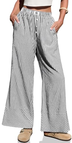 Womens Gingham Striped Linen Palazzo Pants with Pockets - image 1