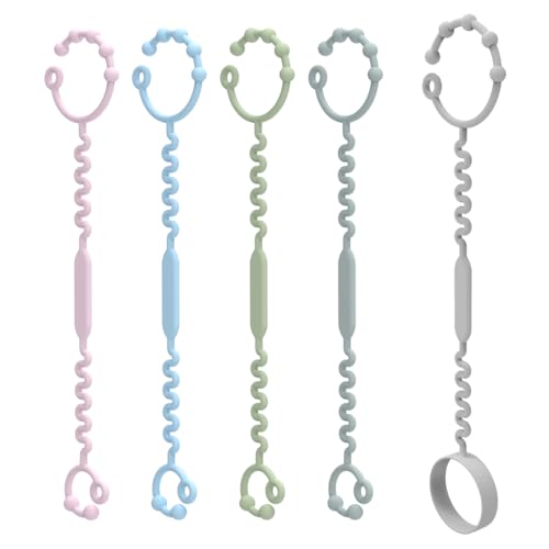 ETETOO 5 paquets de sangles réglables en silicone pour bébés et pinces à tétine en silicone pour poussettes, multicolore neuf