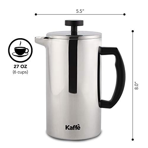 Kaffe Stainless Steel French Press Coffee Maker - Double-Wall Insulated Coffee Press - Travel & Camping - Homemade Fren - Additional View