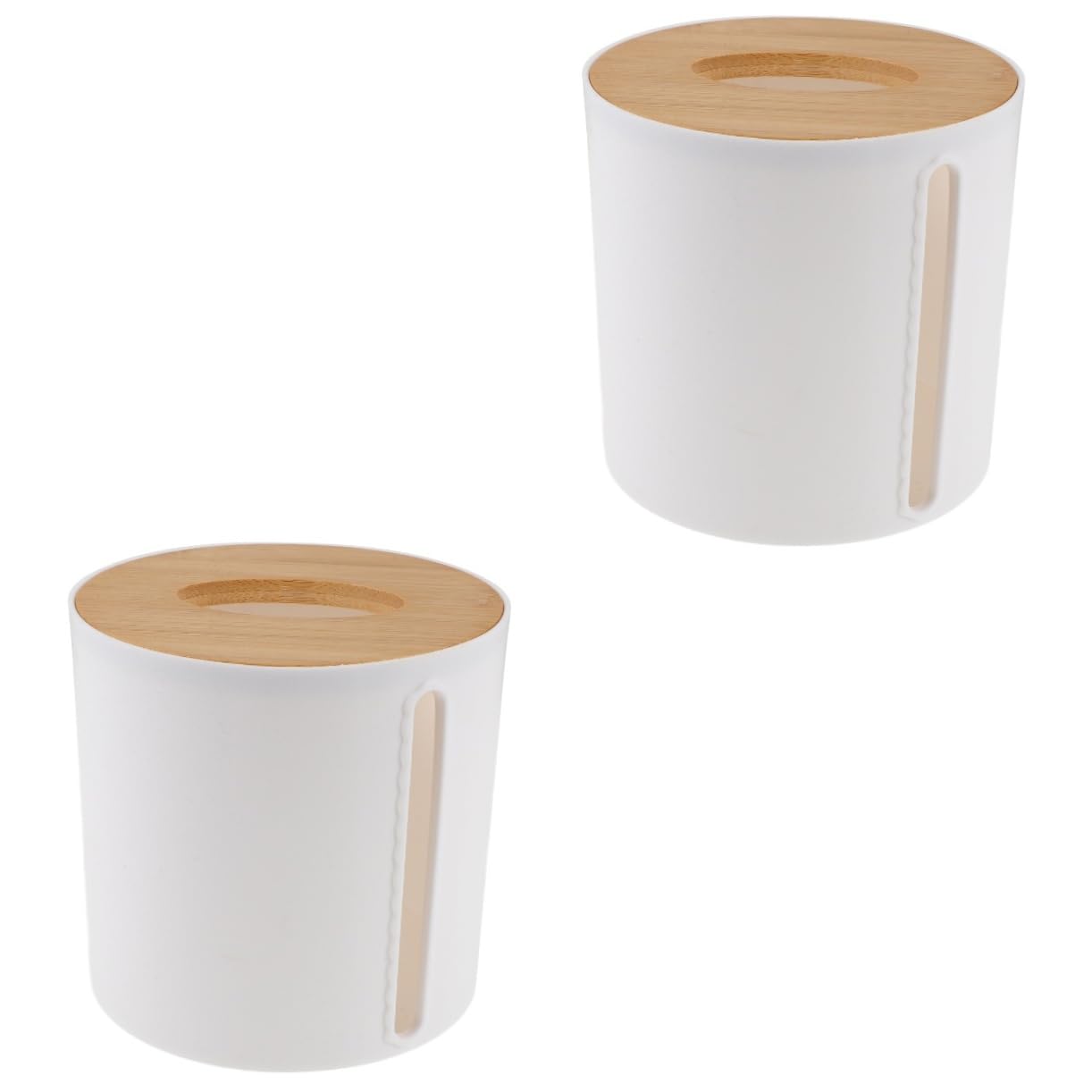 Zerodeko 2 pezzi Dispenser Rotolo Igienica con Bamboo e Contenitore Rotondo per Cucina e Bagno Portarotolo da Stabile per Organizzazione Casa e Ufficio Bianco