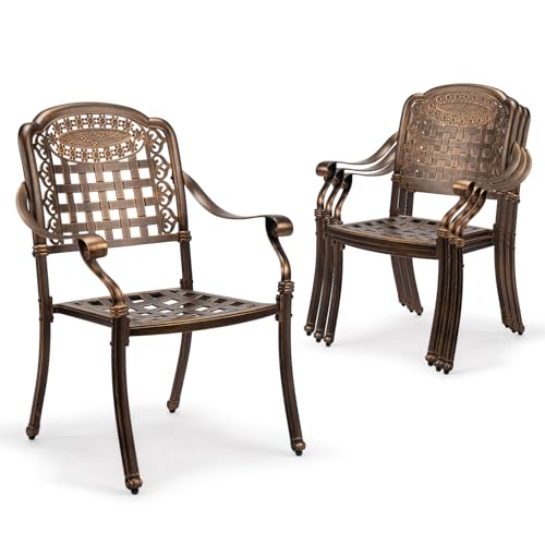 VINGLI Patio Chairs Set of 4 - Stackable Outdoor Cast