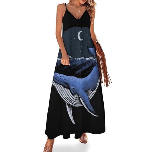 Robe longue été sans manches Baleine de Nuit pour femme en style maxi