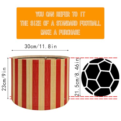 Image of bamboo lamp shade modern decorative red stripe groovy unique Lamp Replacement Accessories E27 size 30x23cm (red)