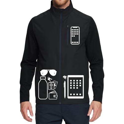 Image of M MAELREG Mens Vests Outerwear Windproof Lightweight Softshell Vests Zip Pockets Sports Sleeveless Jacket Golf Vests for Men