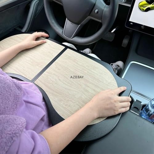 AZIEBAY 車用折りたたみテーブル、車用ダイニングテーブル、モバイルオフィスデスク、多機能車用作業台、ポータブル車用テーブルトップ、ゲーム/メイク/オフィスでの使用に適しています（詳細な寸法についてはサイズ表を参照してください） [5]