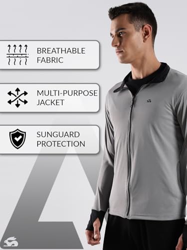 Image of ADRO Sunscreen Jacket for Men UV Sun Advanced Protection Running Jackets For Men Biker Jackets with Zipper Sports jacket for men