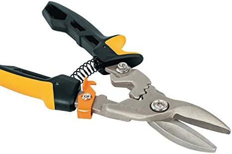 Fiskars Nożyce do cięcia blachy, Proste cięcie, Do 40% większa moc, Długość: 25 cm, Stal/ tworzywo, Czarno-pomarańczowe, PowerGear, 1027207
