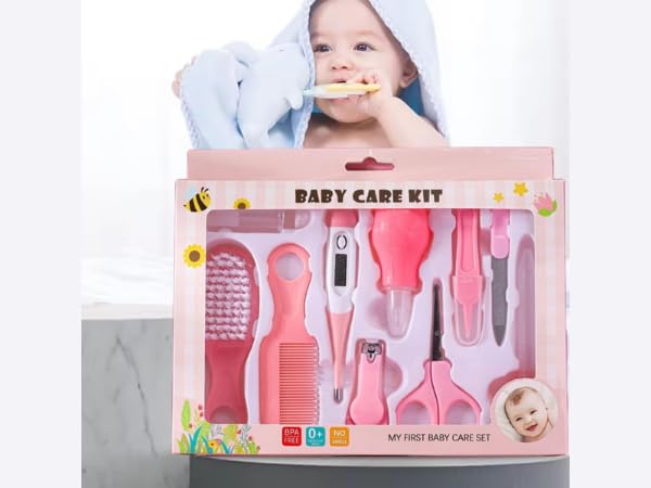 RIOMTRIC Baby Grooming Kit, Electric Safety Nail Trimmer Baby Nursery Kit Infant Safety Care Set with Hair Brush Comb Nail Clipper Nasal Aspirator,Baby Essentials Kit for Newborn Girls Boys (MULTI COLOR) - Image 4 thumbnail