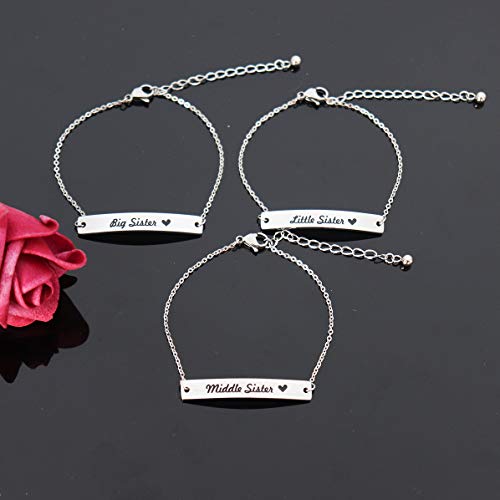 Sisters Bar Necklaces 3 Pieces Big Sis Middle Sis Little Sis Necklace Set Gift for Sisters3