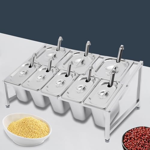 Distributeur de condiments avec 6 casseroles en inox et couvercles