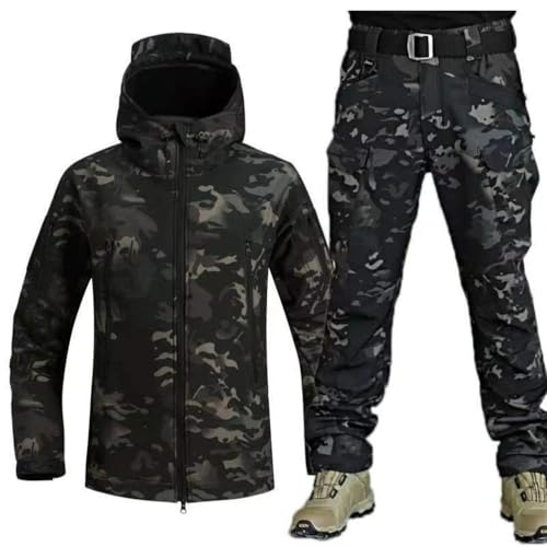 BESTXH Taktische Jacke Und Hose FüR Herren, wasserdichte, Leichte Softshell-Jacke, wasserdichte...