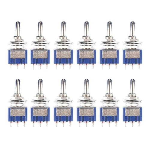 SPDT Mini Toggle Switch On Off On – 12 Pcs 3 Pin 3 Position Micro Toggle Switch – AC 125 V 6 A Miniature Control Switch for Electronics, CNC, Automotive, DIY Projects