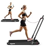 GYMAX Walking Pad, Foldable Under Desk Treadmill with LED Monitor, Remote Control, Smart App Control, Folding Portable Desk Treadmill for Office Standing Desk, Home Gym Small Compact Treadmill (Black)