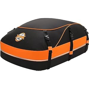 Car Rooftop Cargo Carrier Roof Bag, 20 Cubic Feet Waterproof Roof Top Cargo Carrier fit Car with Without Luggage Rack – Vehicle Soft Shell Roof Cargo Box with Tie-Down Strap, Safety Hook & Storage Bag