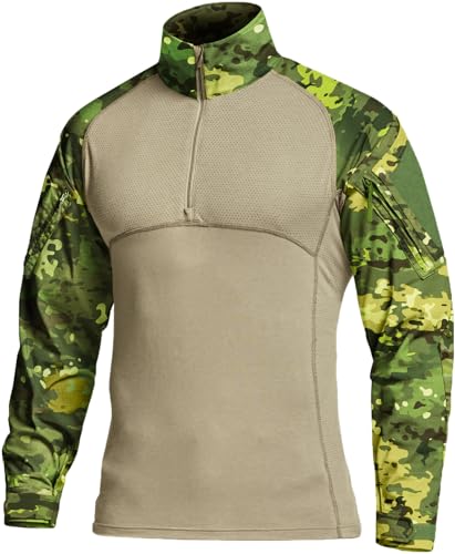 Image of CQR Men's Tactical Combat Shirt, 1 /4 Zip Long Sleeve Breathable Military BDU Training Top for Shooting, Hunting, Range Use