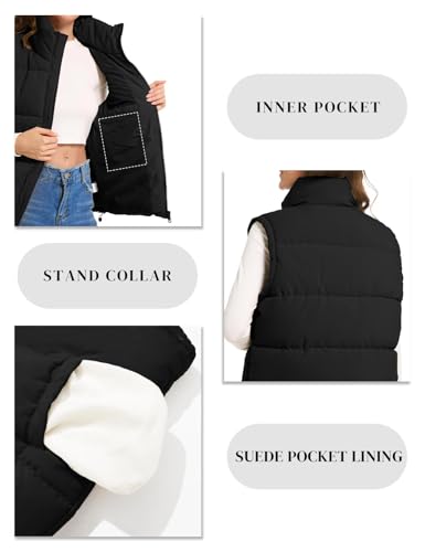 Polu Puffer Vest Women Zip Up Stand Collar Sleeveless Down Vests Oversized Padded Gilet Jacket3