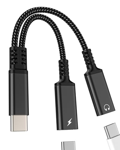 Adattatore doppio USB C Jack Cuffie Caricabatterie 2 in 1 Tipo C Audio Cavo Connettore per iPhone 16 15 per Apple Adapter Compatibile con Samsung S25 Convertitore per iPad Headphone