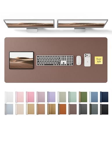 Image of YSAGi Leather Desk Protector, Office Mat, Large Mouse Mat, Non-Slip PU Leather Blotter, Laptop Desk, Waterproof Writing Pad for Office and Home (Chocolate, 47 inch x 17 inch)