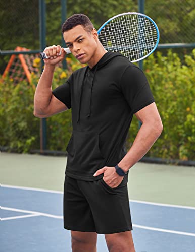 Coofandy Men's Tracksuit 2 Piece Short Sleeve Hoodie Pullover Jogging Track Suit Athletic Casual Sweatsuit #TOP2