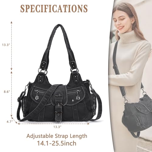 Image of Angel Kiss Hobo Bags for Women Vegan Leather Shoulder Purses and Handbags Ladies Roomy Tote Bags Purse with Crossbody Strap