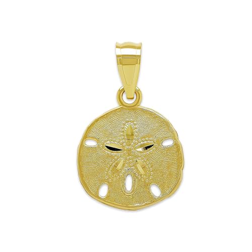Gold Sand Dollar Charm - 10 Karat Solid Gold - Sand Dollar Pendant - Seashell Pendant Charm - Nautical Jewelry