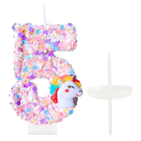 CasaPopz Unicorn Number 5 Candle Cover