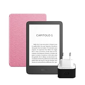Kindle Essentials Bundle con Kindle 16 GB, senza pubblicità (Nero), Custodia Amazon in pelle e Caricabatterie USB Amazon PowerFast (9 W)