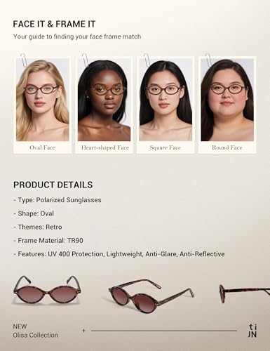 TIJN Olisa Retro Oval Sunglasses for Women Men,Polarized UV Protection Shades,Stylish Frame Sun Glasses,2025 Trendy Sunnies