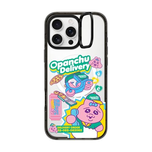 CASETiFY �C���p�N�g�����O�X�^���h iPhone 16 Pro Max �P�[�X [�X�^���h�@�\/MagSafe�Ή�/�ϏՌ�/Opanchu Usagi Co-Lab] - OPANCHU USAGI DELIVERY CASE - �N���A �u���b�N