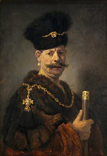 Rembrandt Un Noblesse Polonais affiche toile portrait dart reproduction 60x90cm