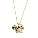 Crystal and Chocolate Brown Enamel Squirrel Pendant Necklace in GoldTone
