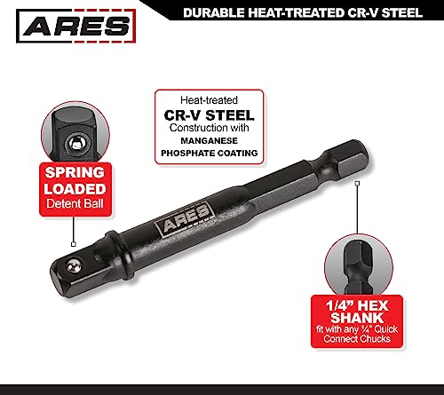 image for ARES 70384-10-Piece 1/4-Inch Drive 3-Inch Impact Grade Socket Adapter 