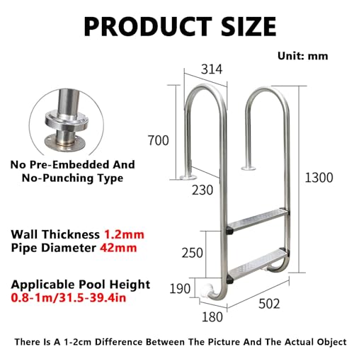 Escalera para piscina de acero inoxidable 2 peldaños miniatura 2