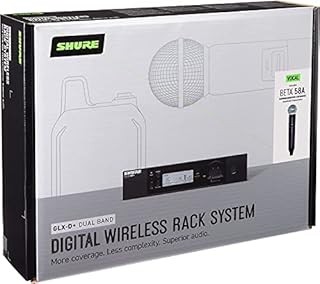 Shure GLXD24R+/B58 Sistema microfonico wireless digitale Dual Band Pro per chiesa, karaoke, voce - Durata della batteria 12 ore, portata 30,5 m | BETA 58A Microfono vocale portatile, ricevitore per
