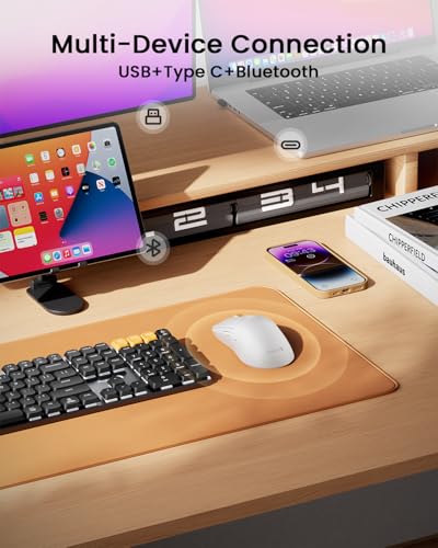 Image of ProtoArc EM15 USB C Mouse, Tri-Mode Bluetooth Mice for Laptop, White | 68g Ultra-Light, Full-Size Ergonomic Design, Silent Clicks, Rechargeable, Dual Receivers (Type-C & USB-A), for Windows, Mac
