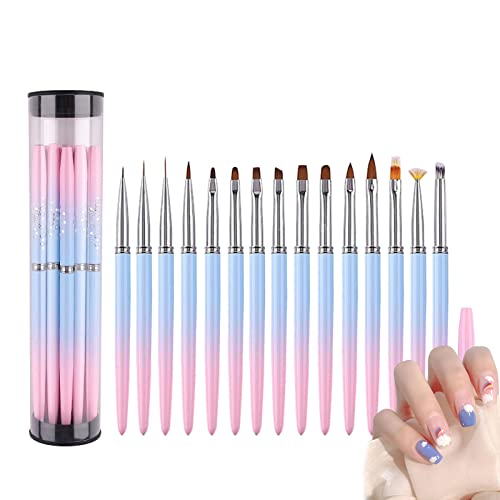 Ben Cepillos de Uñas - Herramientas de Pintura de Uñas, Herramientas de Pintura para Nail RT, de Gel de Construcción UV, Pinceles de Diseño para Nail Rot de 1/15 Piezas, Pincel de Gel