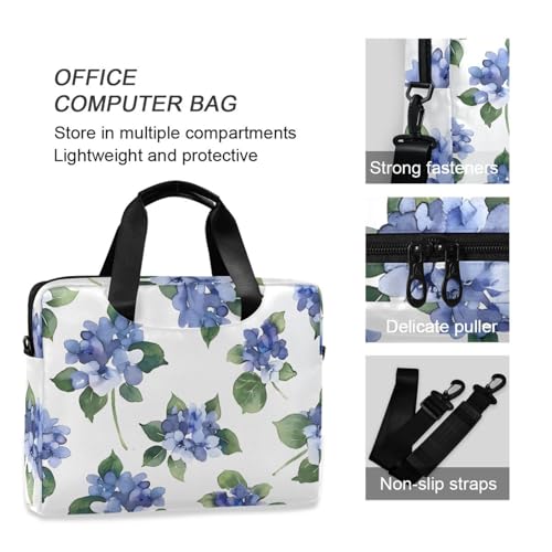 Maletín para portátil con diseño azul Hydrangeas, 13-15.6 pulg. miniatura 6