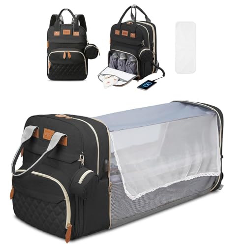 Mochila Bolsa Maternidade Impermeável Grande Para Meninos E Meninas- Mochila Maternidade com Trocador Portátil, Grande Capacidade e Múltiplos Compartimentos (preto)